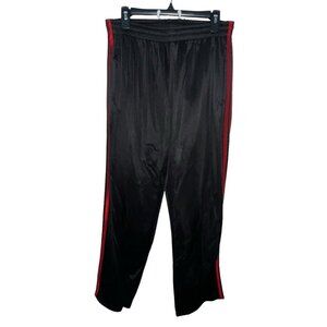 Galaxy By Harvic Mens Track Pants Size XL Black Red Side Stripe Ankle Zip Casual